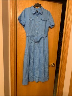 Talbots Light Blue Shirtwaist Midi Dress